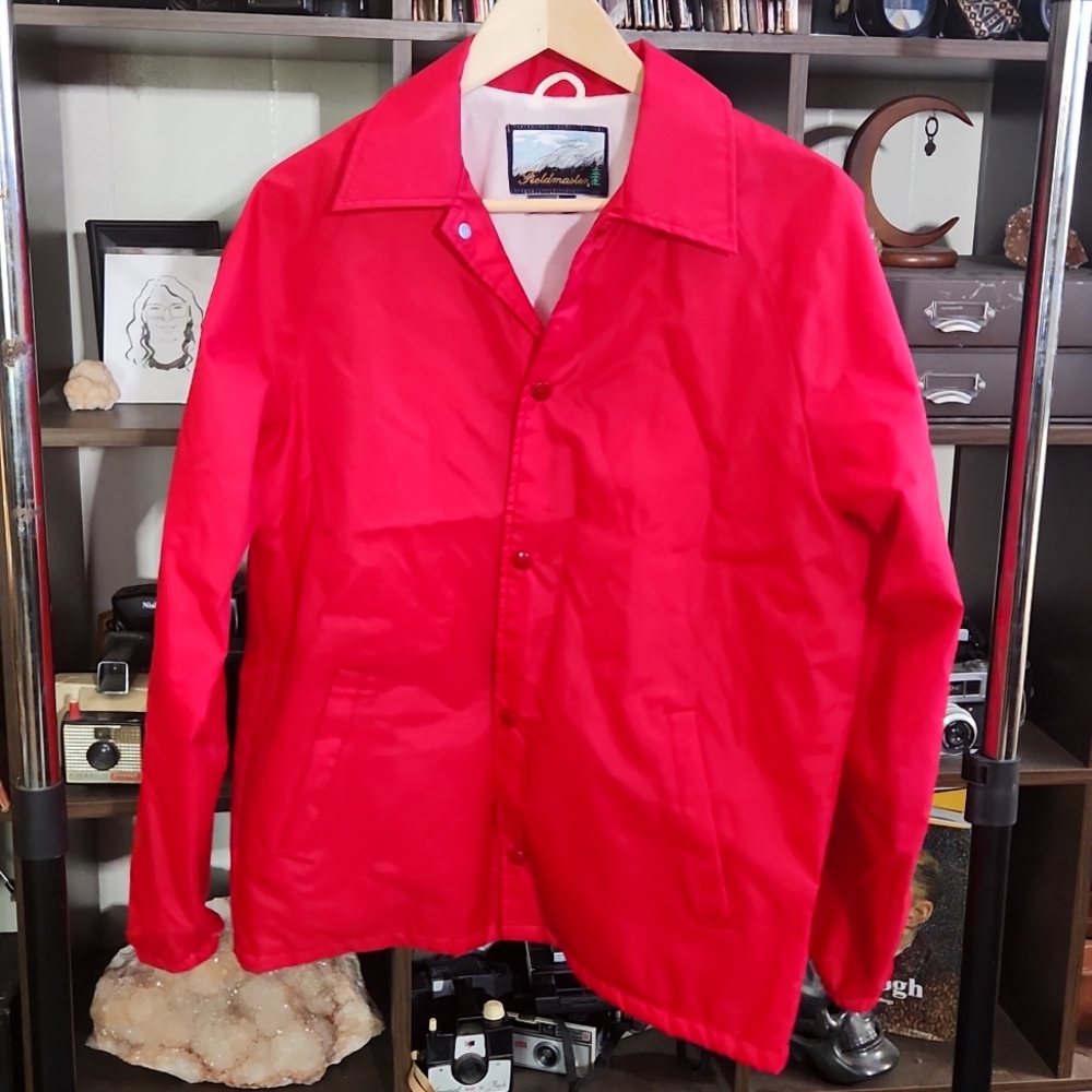 VTG Small Button Front Red Windbreaker